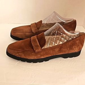 Guiliano Womens Amalfi by Rangoni Italian Brown Suede Loafers Comfort heel